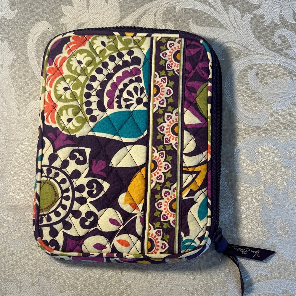 Vera Bradley Purple, Green, Orange & Yellow Quilted Tablet  Zip Pouch